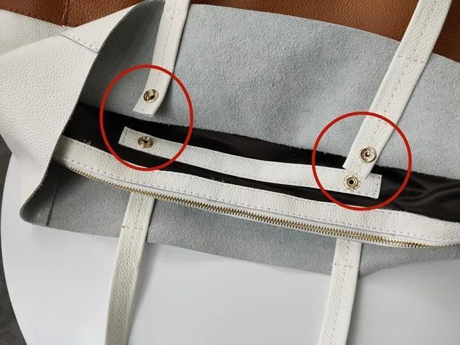 Fashion Womens White Brown Leather Oversize Tote Bag White Brown Shoulder Tote Bag Handbag Tote For Women