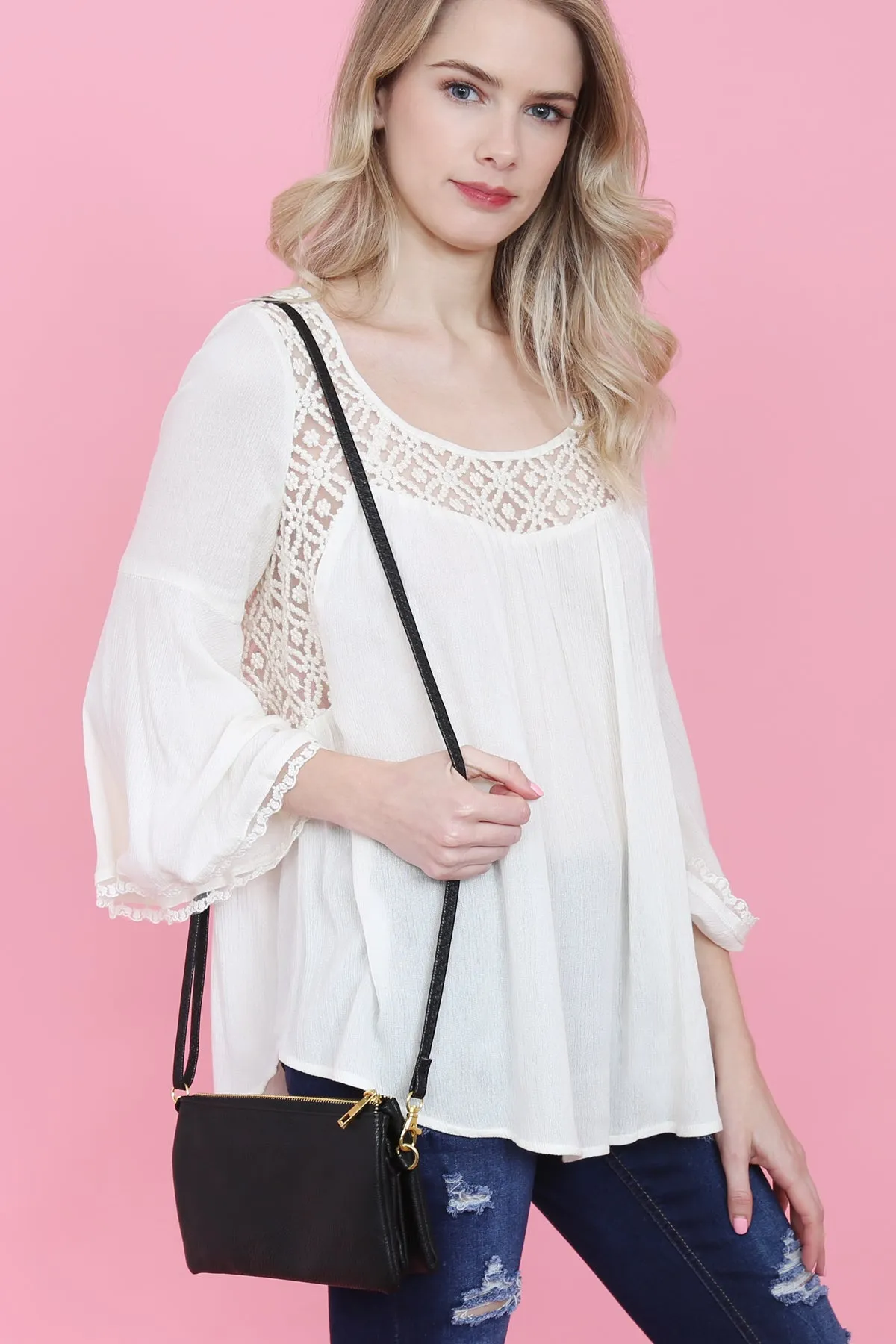 FAUX CROSSBODY WRISTLET BAG