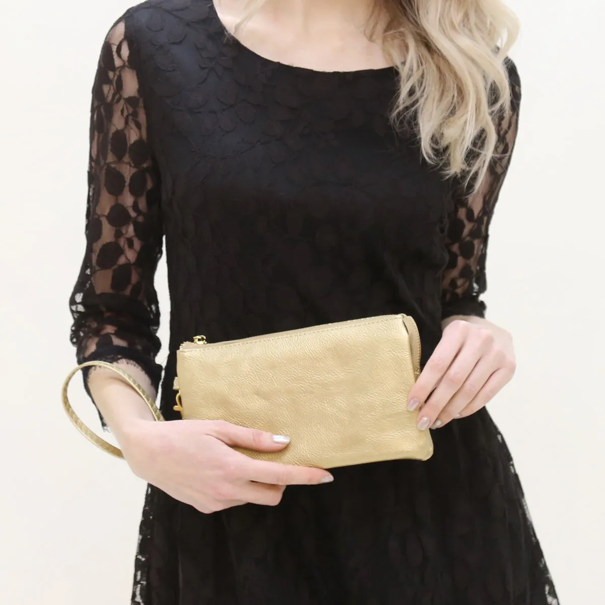 FAUX CROSSBODY WRISTLET BAG
