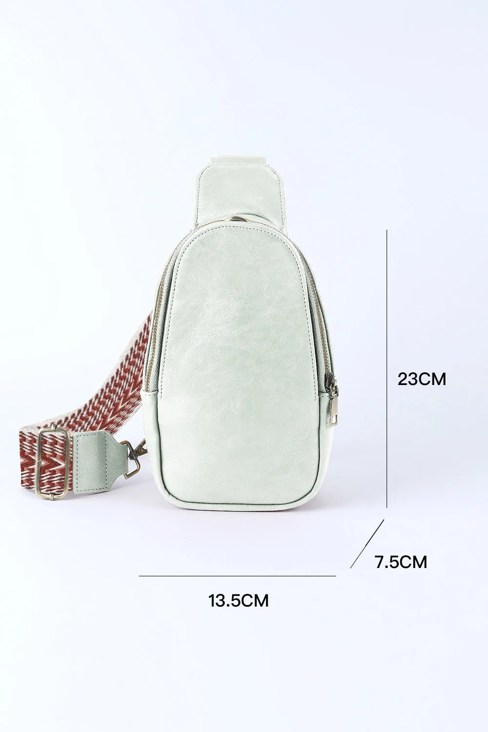 Faux Leather Zipped Crossbody Chest Bag