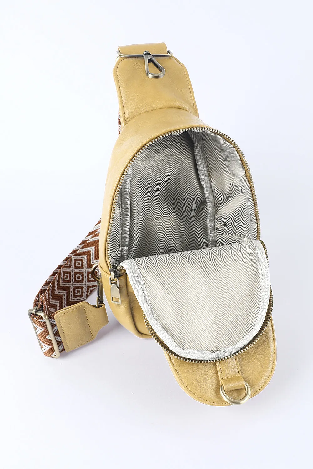 Faux Leather Zipped Crossbody Chest Bag
