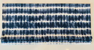 Faux Roman Shade Valance in Blue and White Tie Dye Style Stripe, Fully Lined, Custom Made