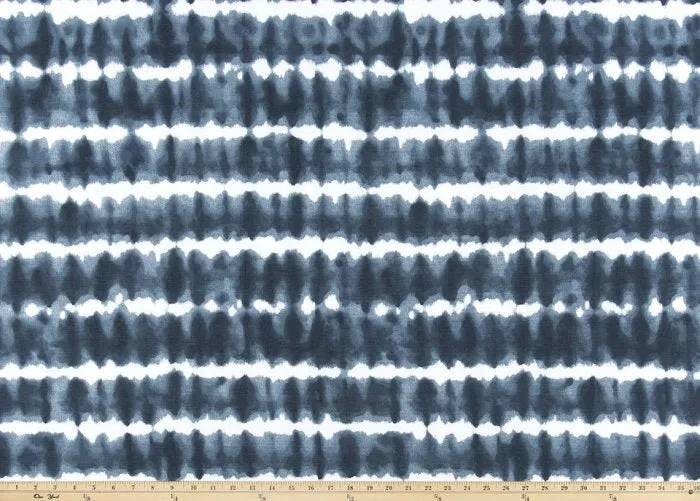 Faux Roman Shade Valance in Blue and White Tie Dye Style Stripe, Fully Lined, Custom Made