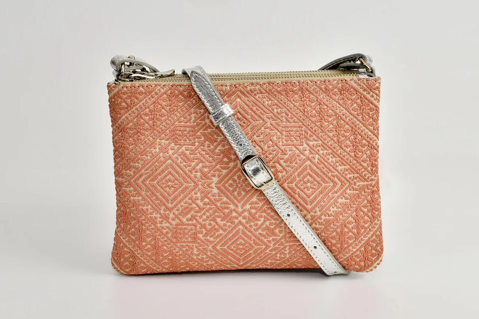 FAY Triple -zip Crossbody Bag - Silver / Peach