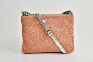 FAY Triple -zip Crossbody Bag - Silver / Peach