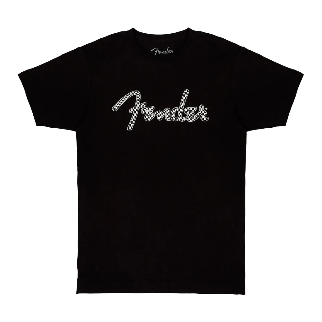 Fender Spaghetti Wavy Checker Logo Tee Black Medium