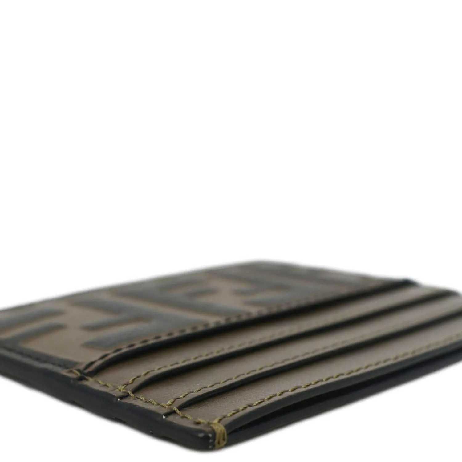 Fendi Quilted FF Leather Card Holder Brown