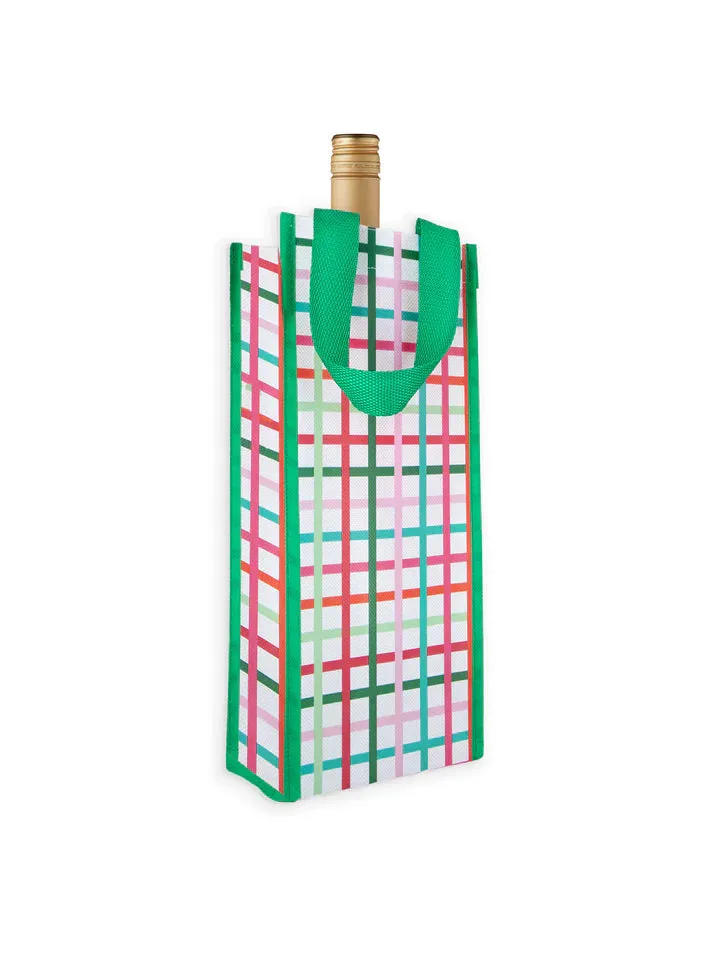 Festive Plaid Wine Bag