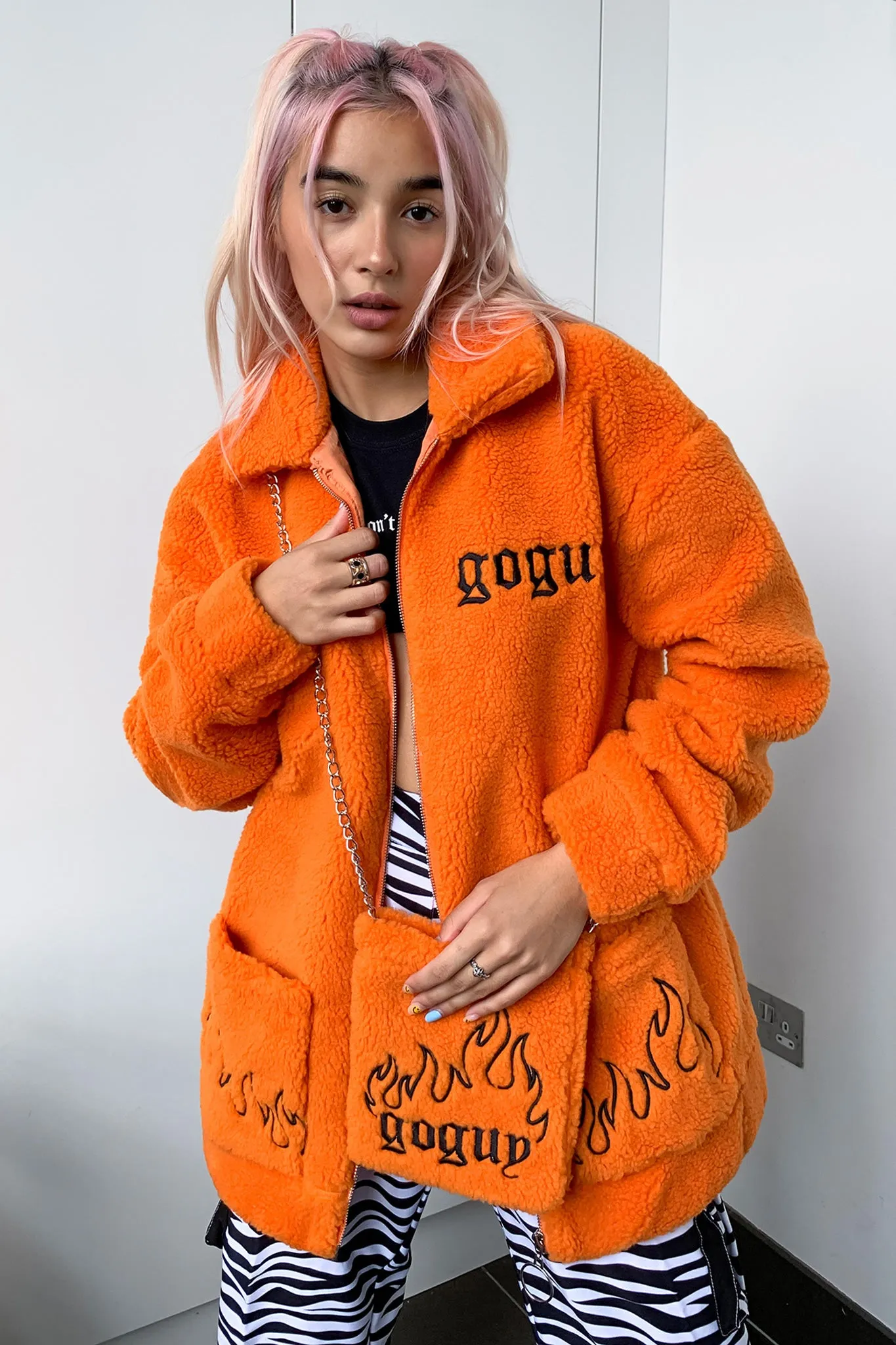 Flame Fuzzy Jacket & Bag Set