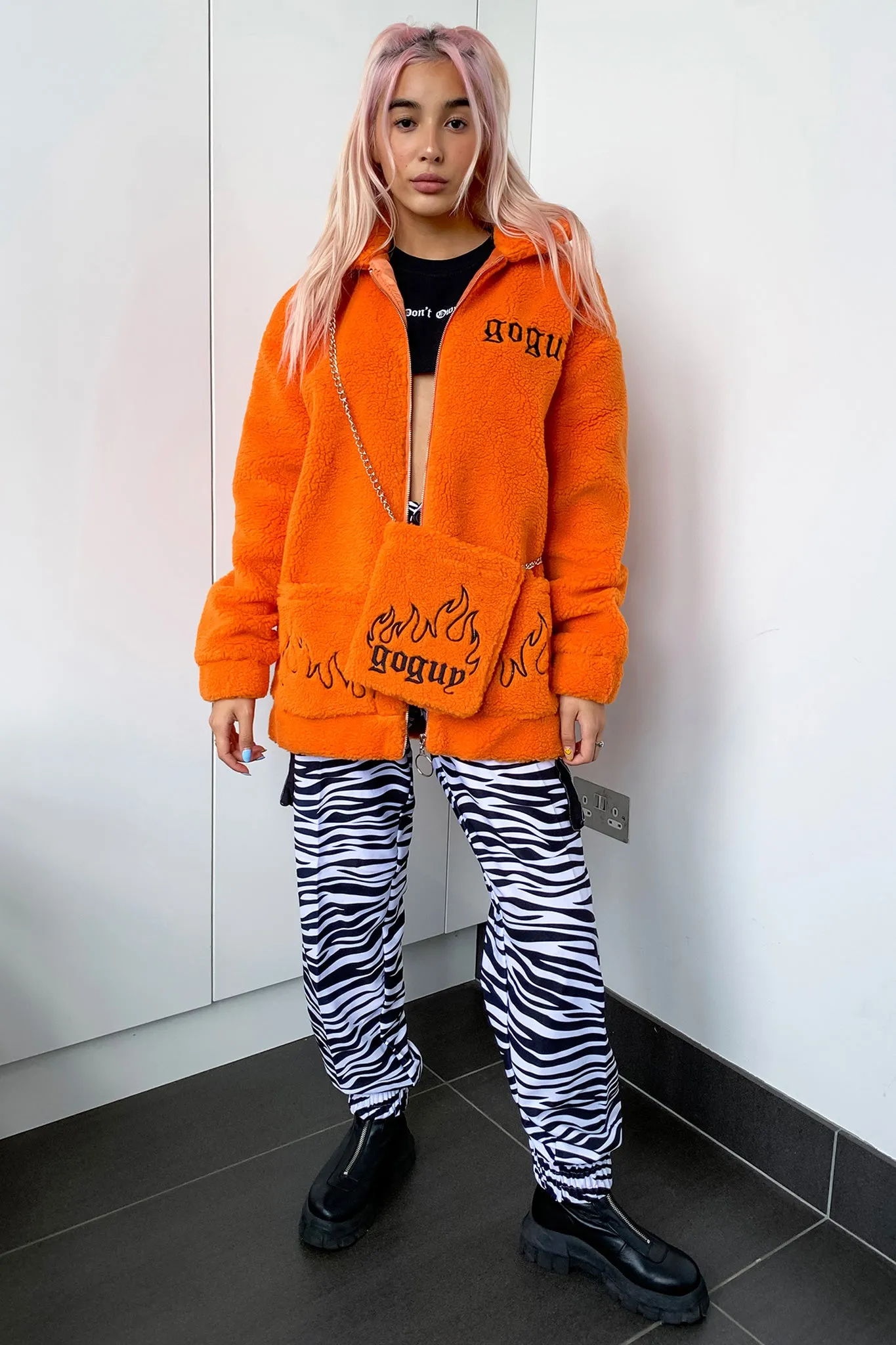 Flame Fuzzy Jacket & Bag Set