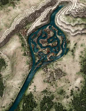 Flooded Town Alex colour Fantasy Map Patreon