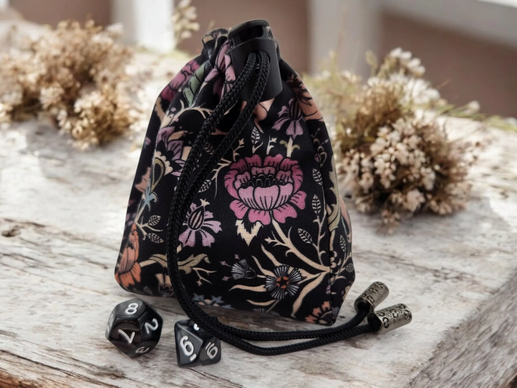 Floral and Dragon dice bag