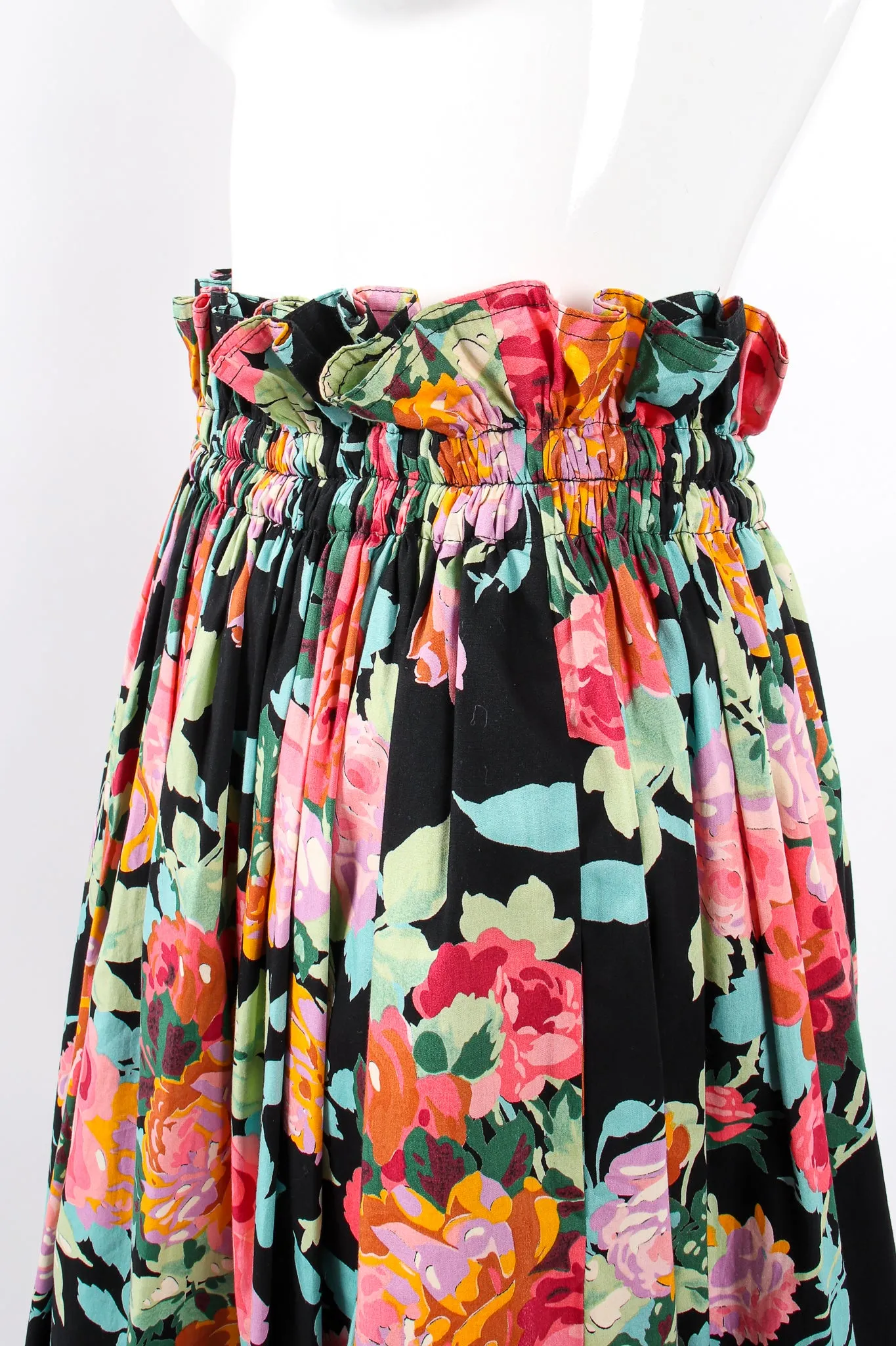 Floral Paper Bag Waist Skirt
