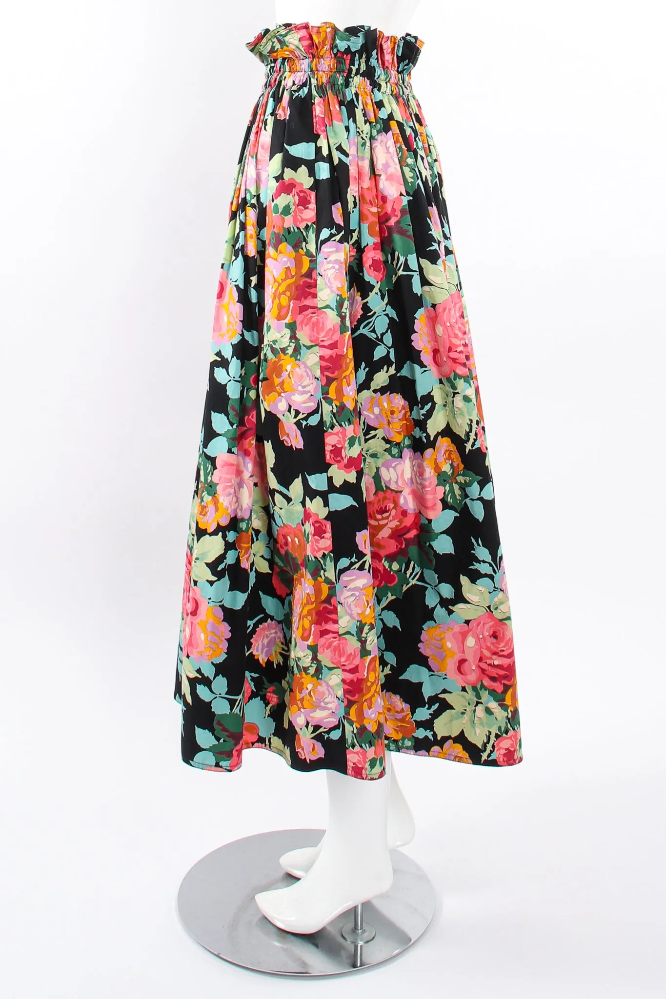 Floral Paper Bag Waist Skirt