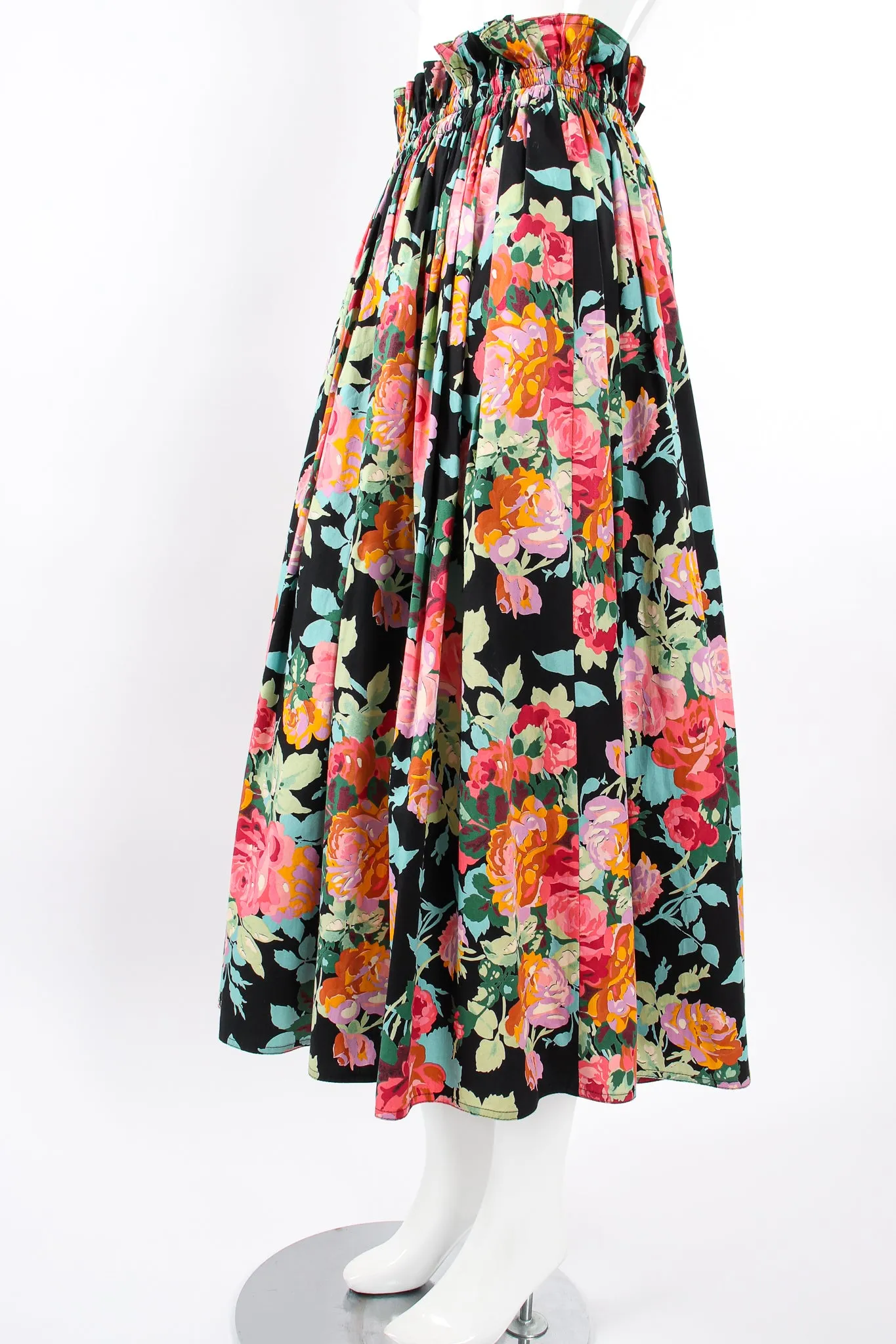 Floral Paper Bag Waist Skirt
