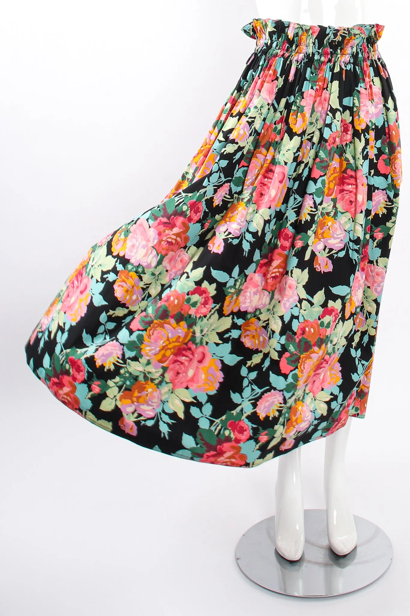 Floral Paper Bag Waist Skirt