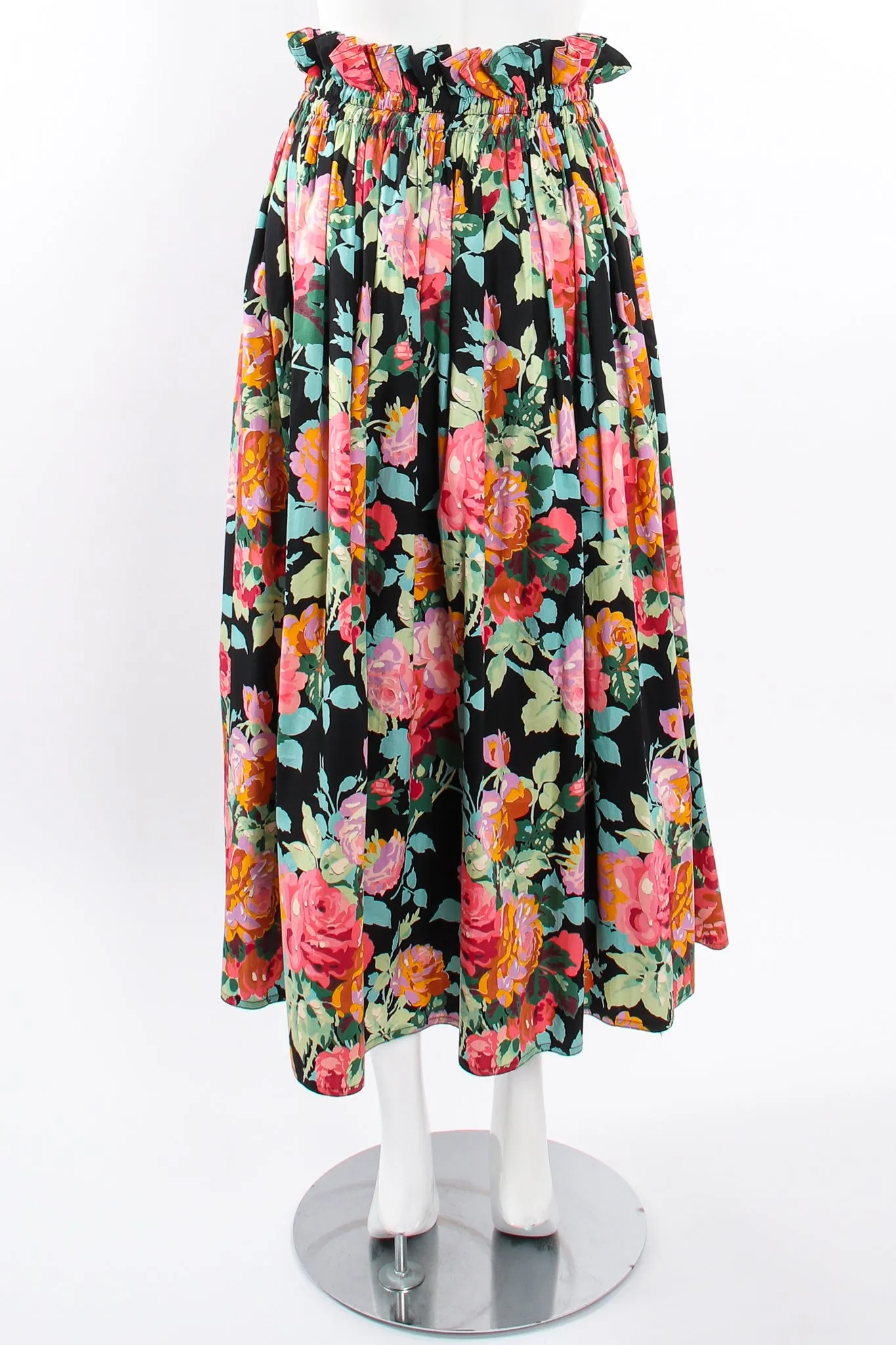 Floral Paper Bag Waist Skirt