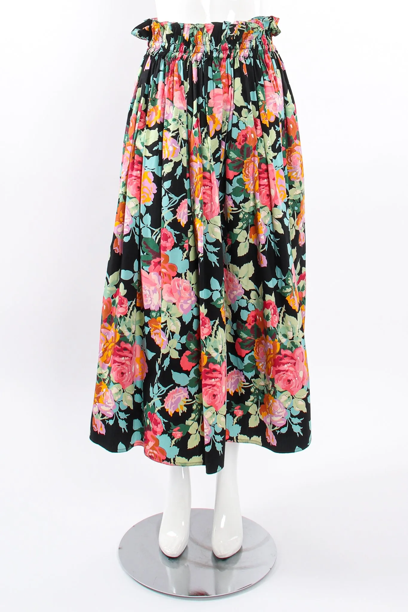 Floral Paper Bag Waist Skirt
