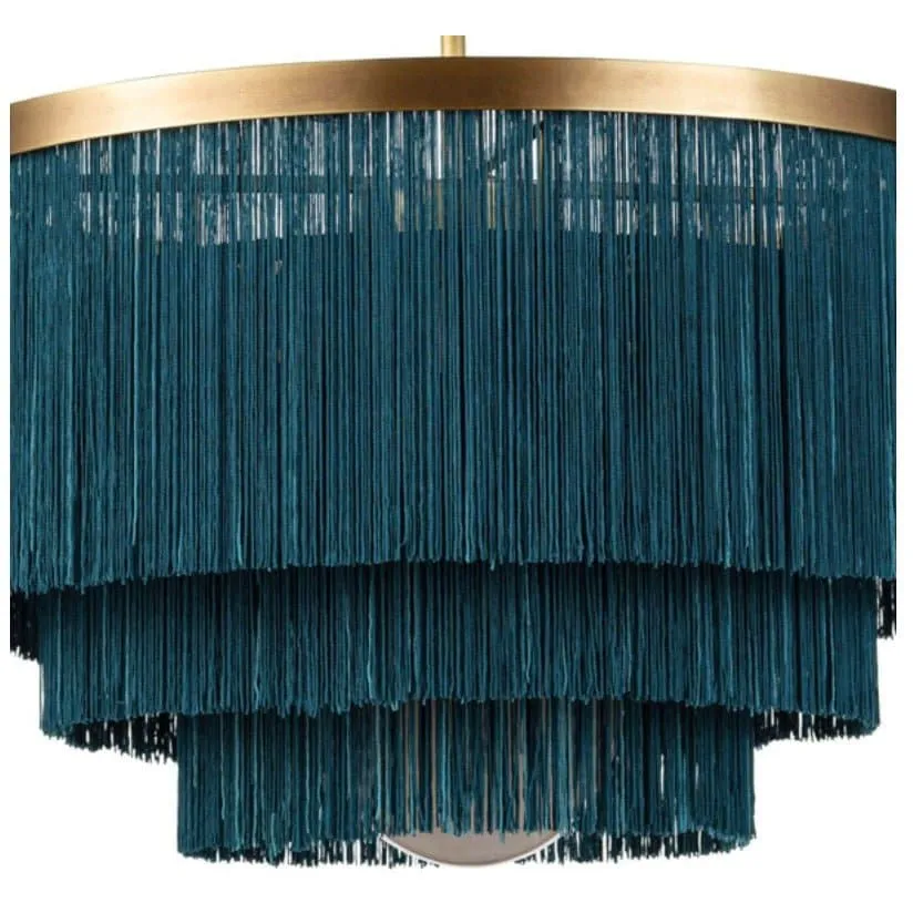 Fringe Chandelier in Gold and Peacock