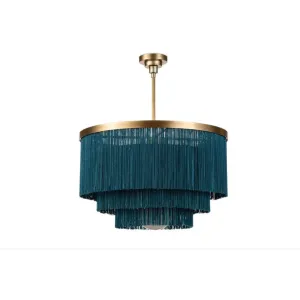 Fringe Chandelier in Gold and Peacock