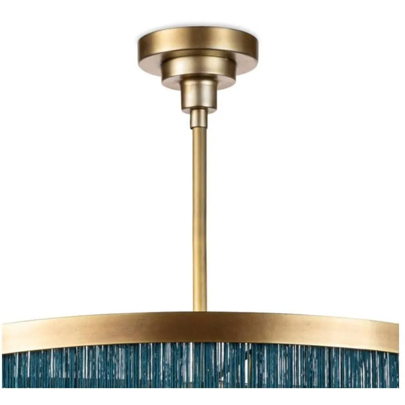 Fringe Chandelier in Gold and Peacock