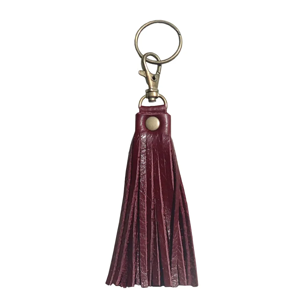 Fringe Tassel Key Chain Burgundy