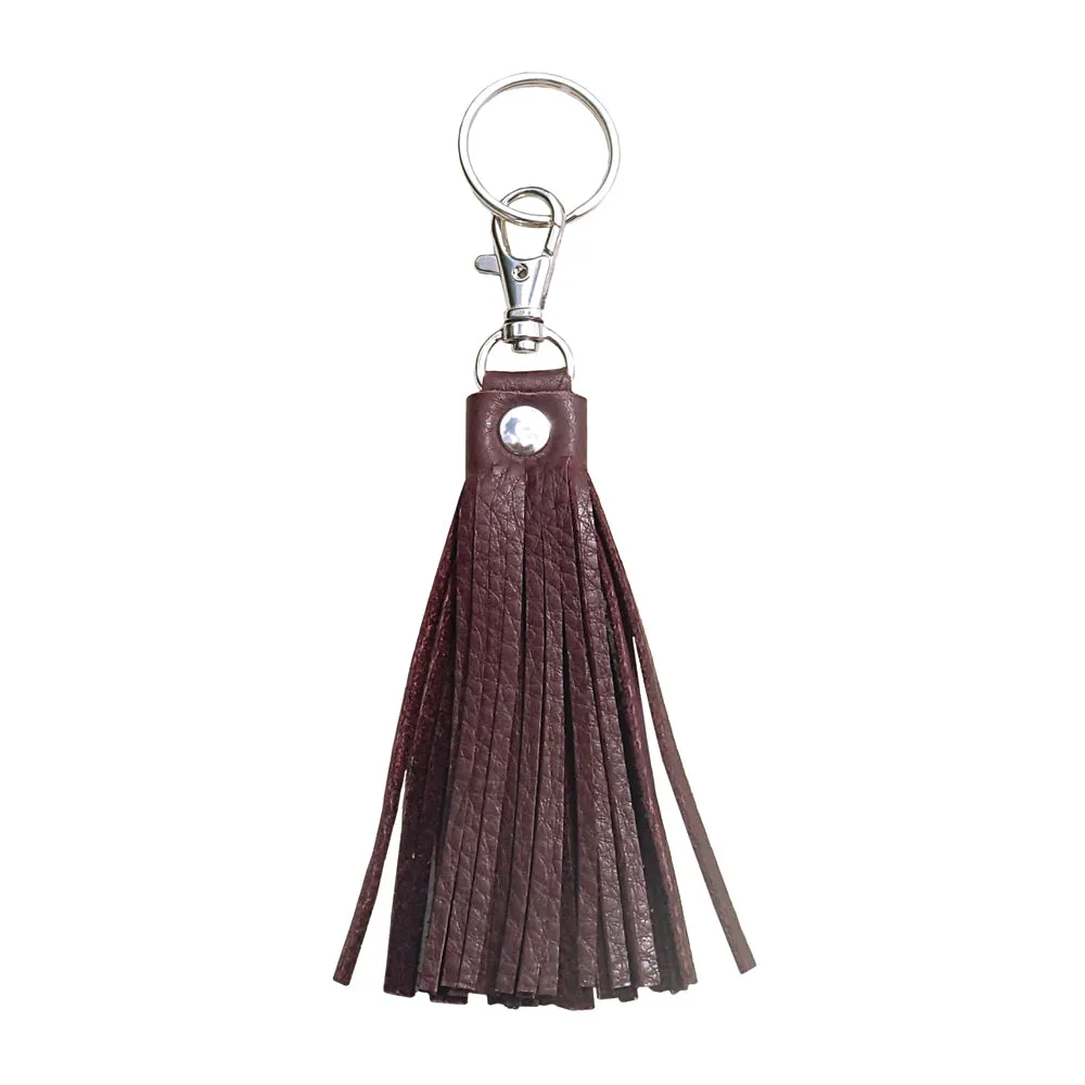 Fringe Tassel Key Chain Oxblood & Sparkle