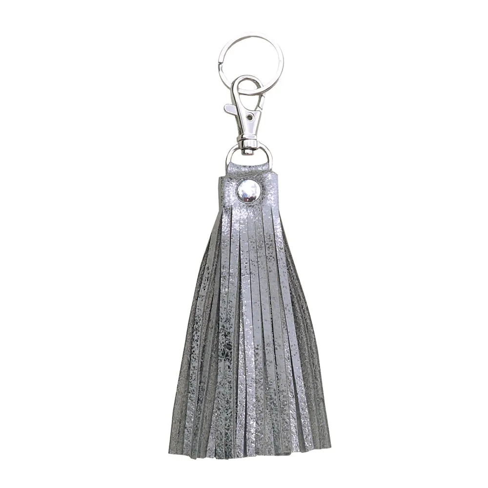 Fringe Tassel Key Chain Silver Platinum