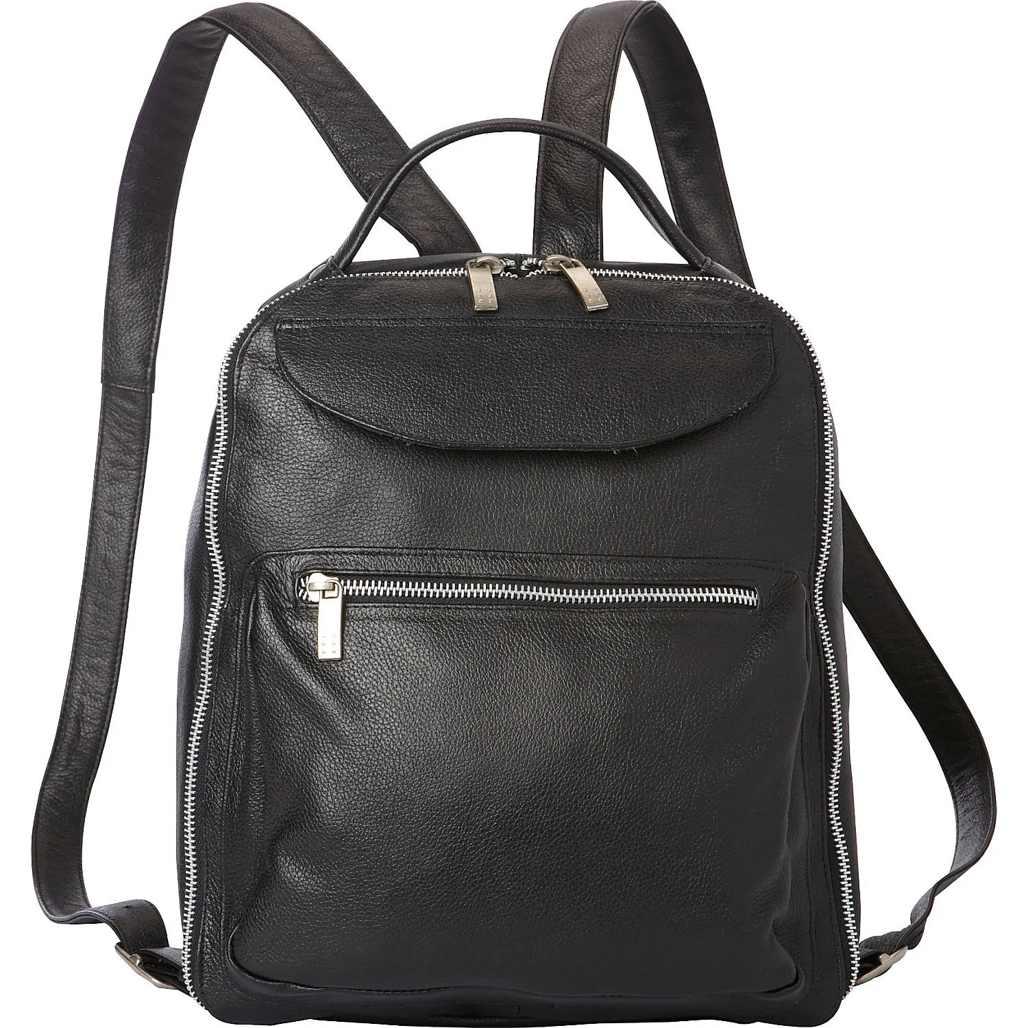 FRONT POCKET LEATHER BACKPACK