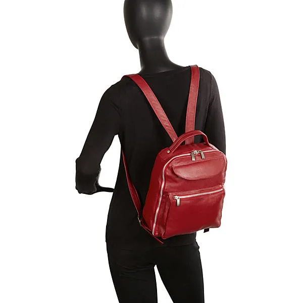 FRONT POCKET LEATHER BACKPACK