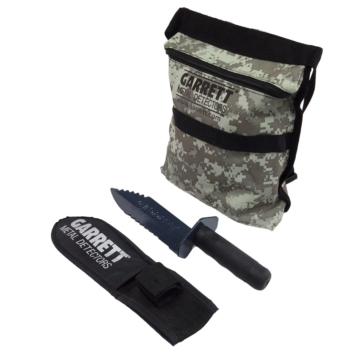 Garrett Edge Metal Detector Digger w/ Sheath and Camo Finds Pouch Combo