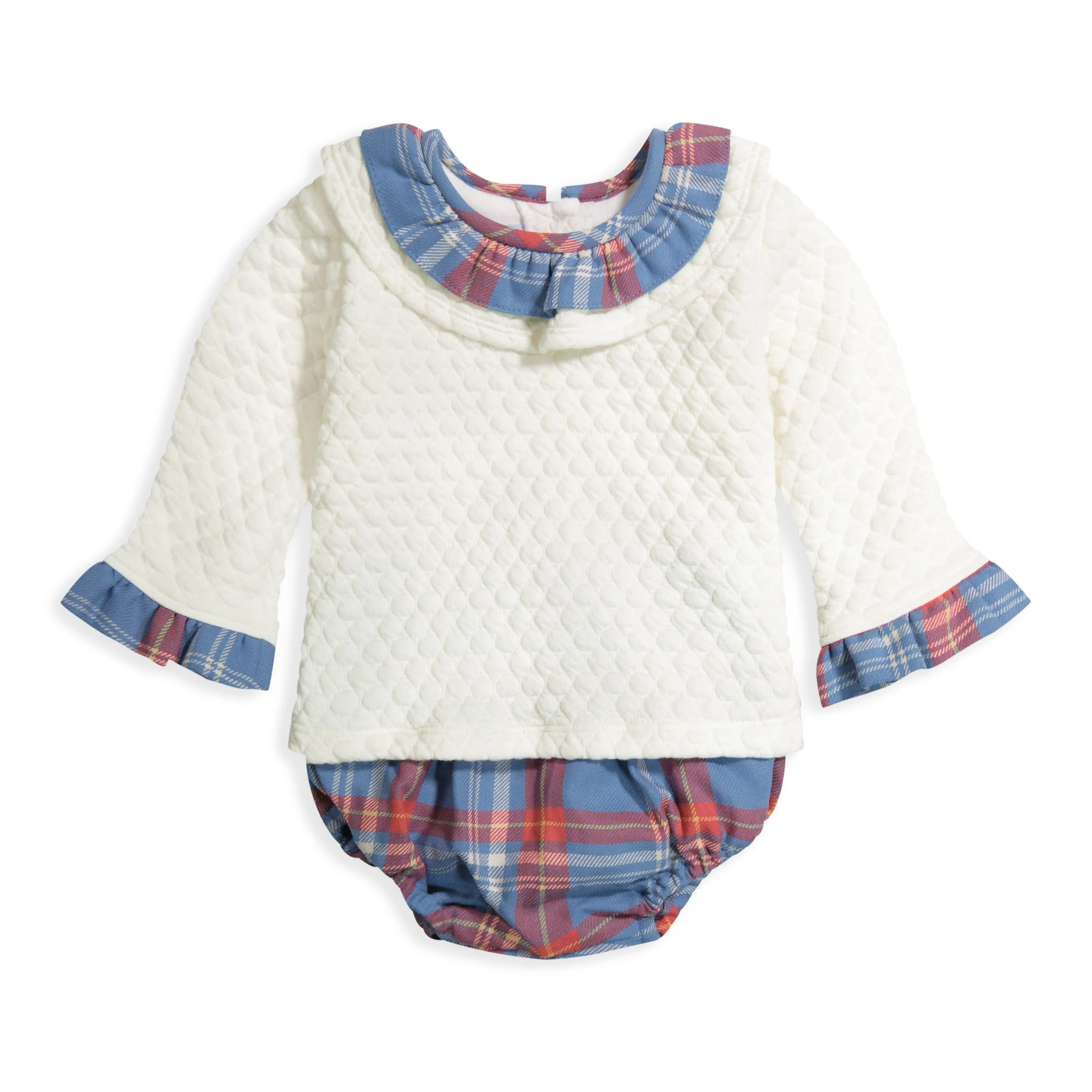 Georgina Bloomer Set -- Ivory w/ Peri Plaid