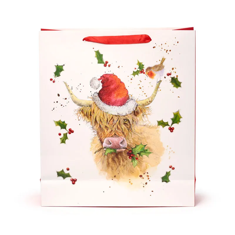 Gift Bag (Extra Large) - Jan Pashley Christmas Highland Coo