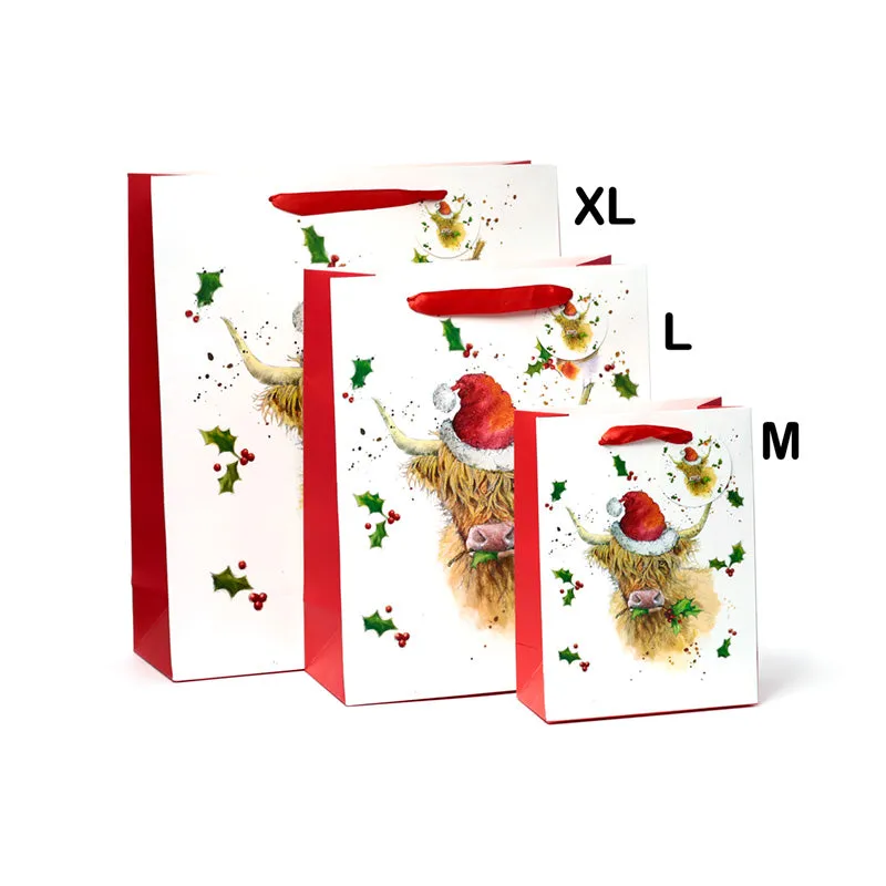 Gift Bag (Extra Large) - Jan Pashley Christmas Highland Coo