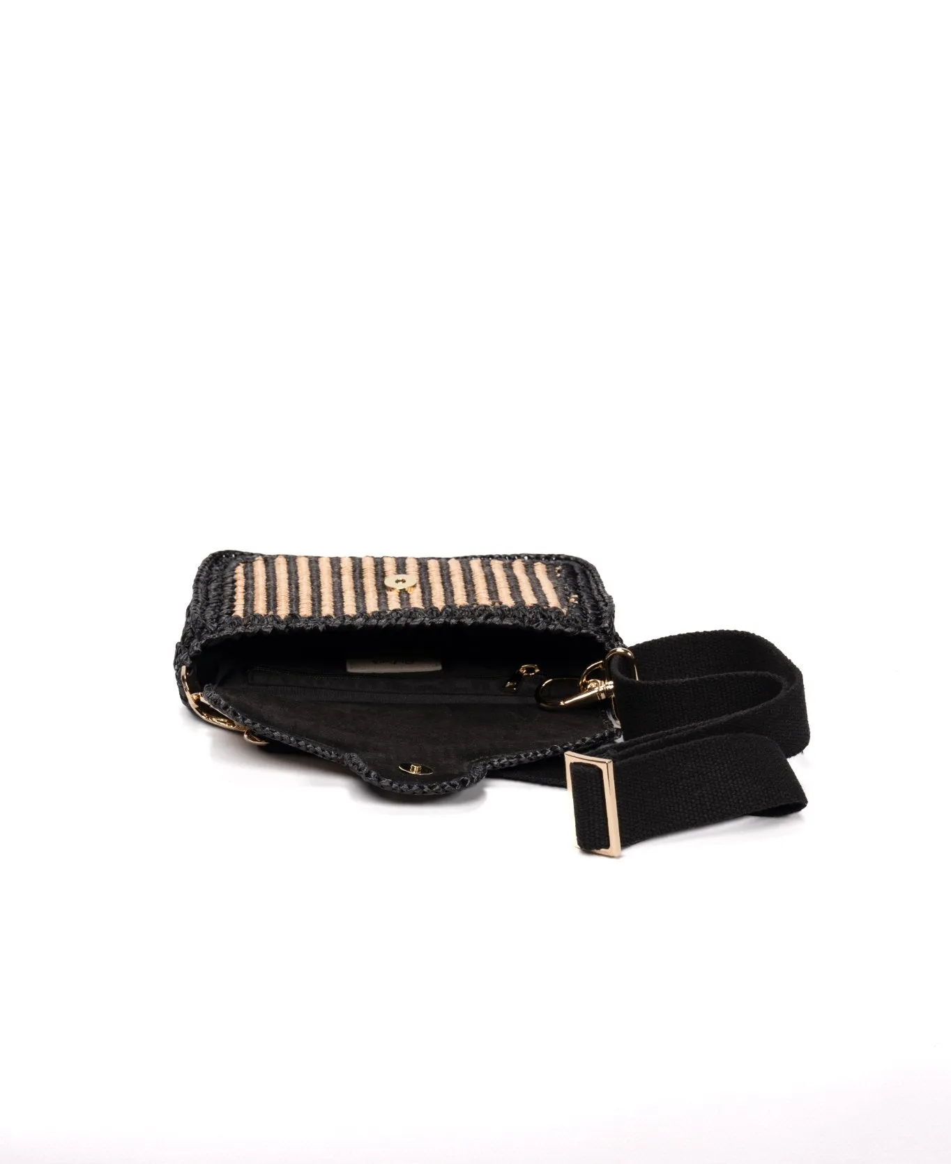 Ginevra Raffia Bag Stripes in Black and Natural