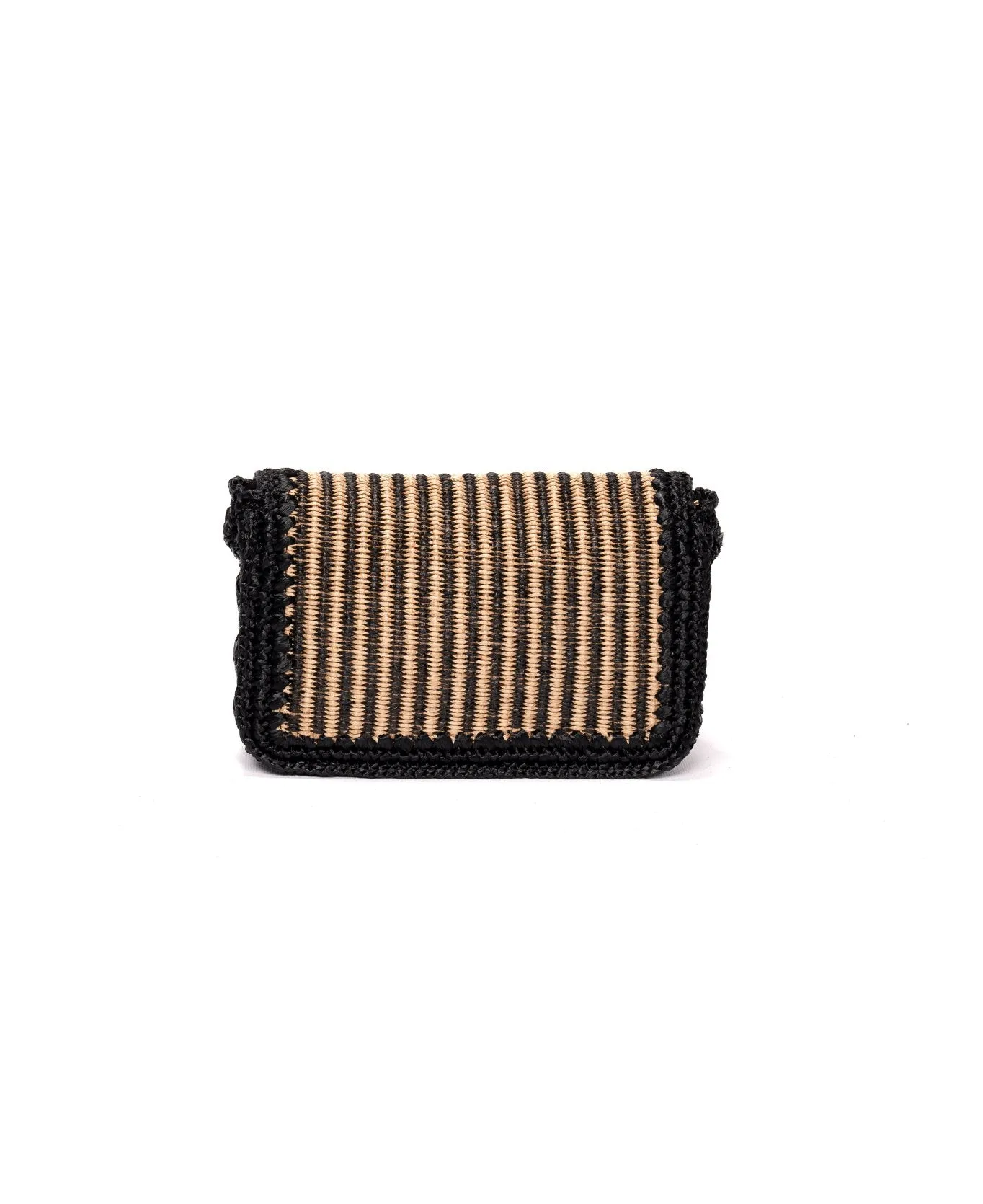 Ginevra Raffia Bag Stripes in Black and Natural
