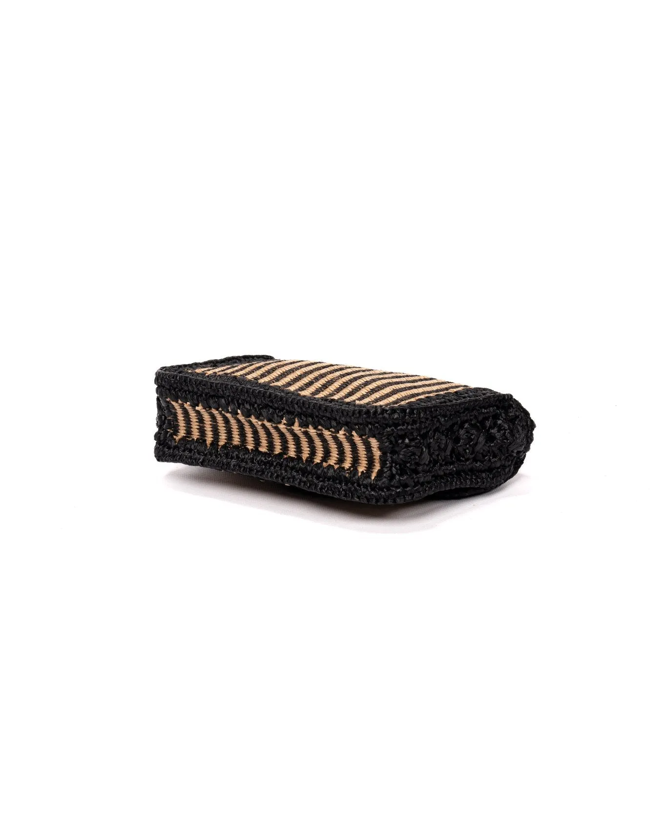 Ginevra Raffia Bag Stripes in Black and Natural