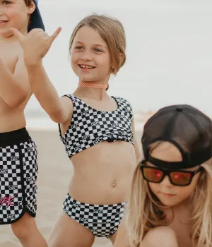 Girls Checker Reversible Bikini Set