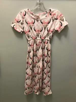 Girl's Jumper w/checker Pink/White w/ Cowhorn/Bow
