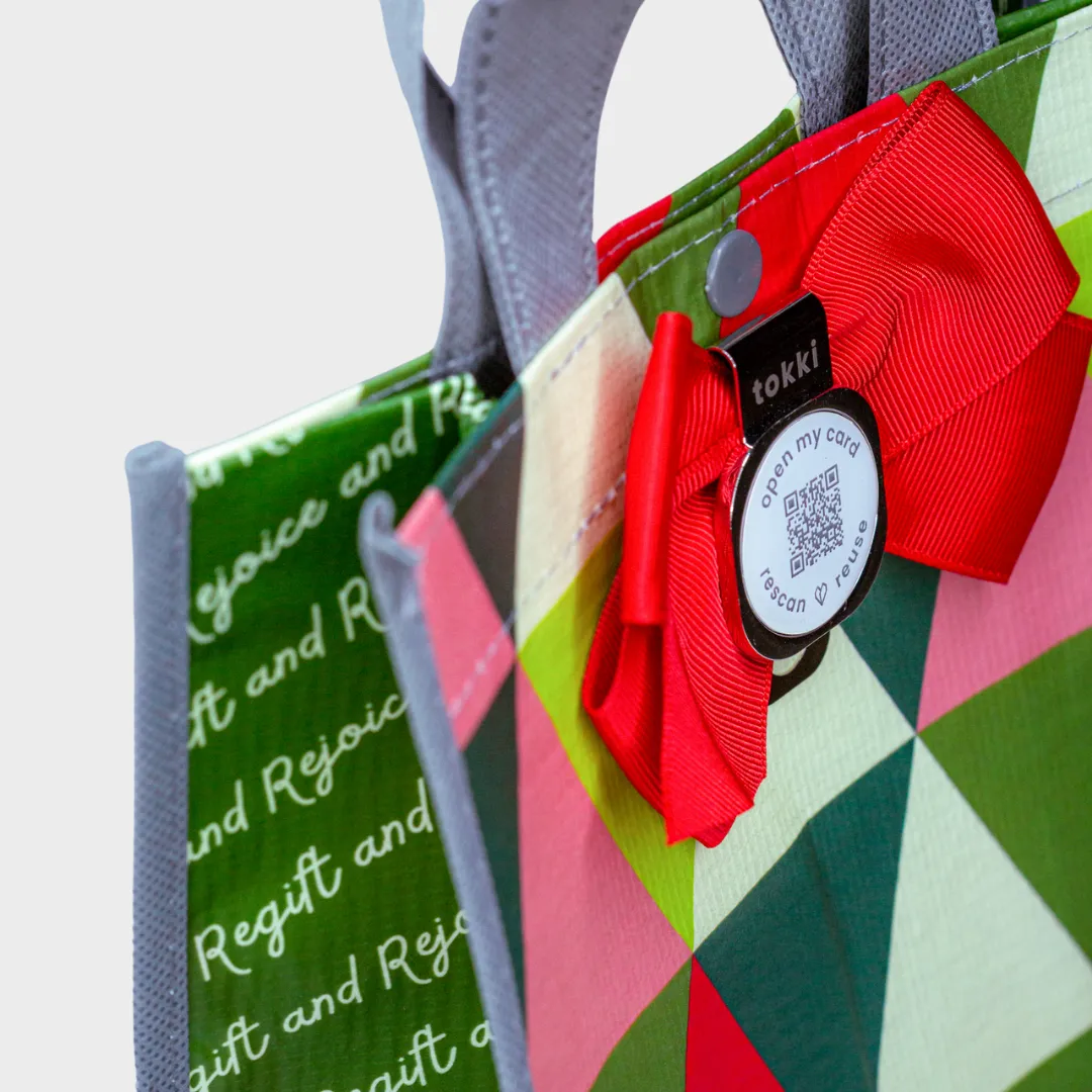 Glimmer | Large | Reusable Gift Bag   QR Greeting Card