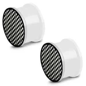 Glow in the Dark Soft Silicone Grid/Checker Pattern Saddle Ear Plugs, Pair