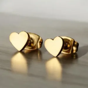 GOLD HEART STUD EARRINGS