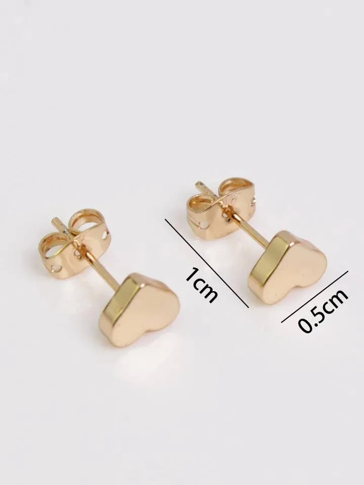 GOLD HEART STUD EARRINGS