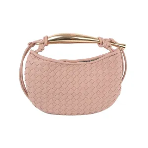 Golden Handle Woven Bag: Blush