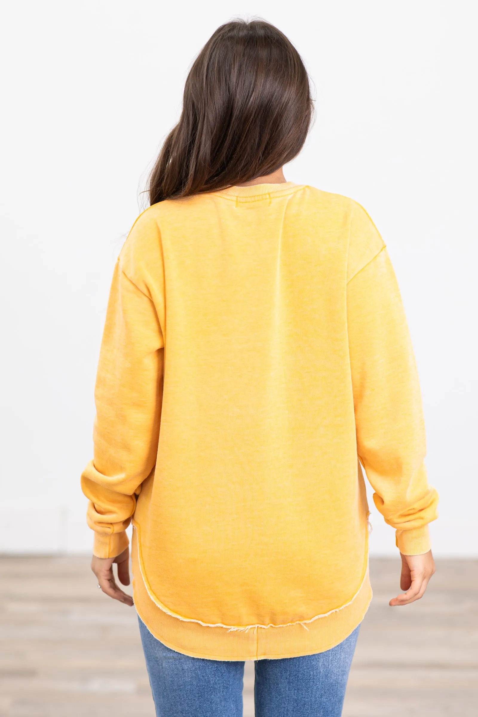 Golden Yellow Fleece Pigment Dyed Sweatshirt