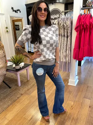Grey and White Checkered Sweater