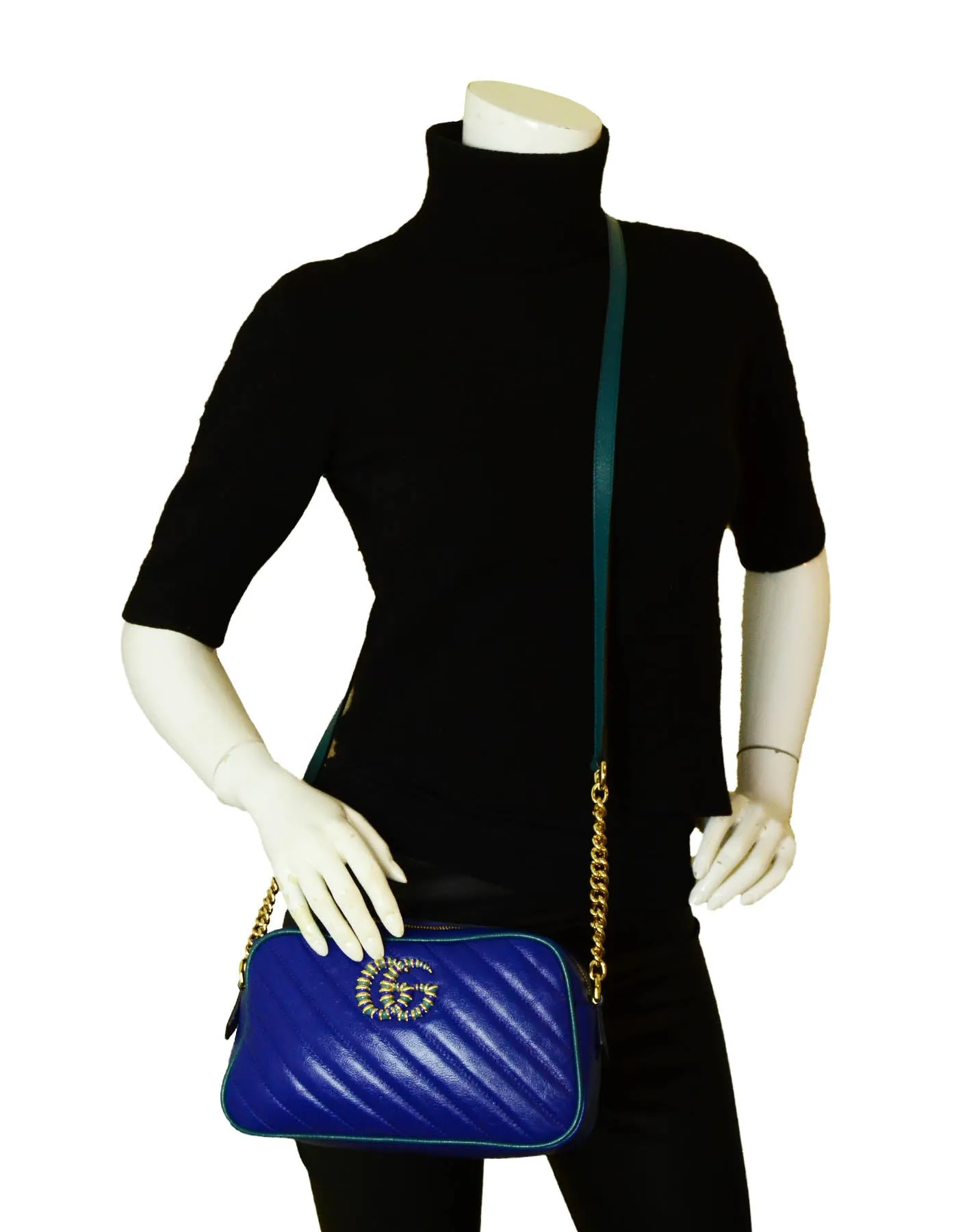 Gucci 2021 NEW Blue & Emerald GG Marmont Crossbody Bag