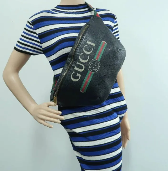 Gucci Black Large Leather Belt Bag