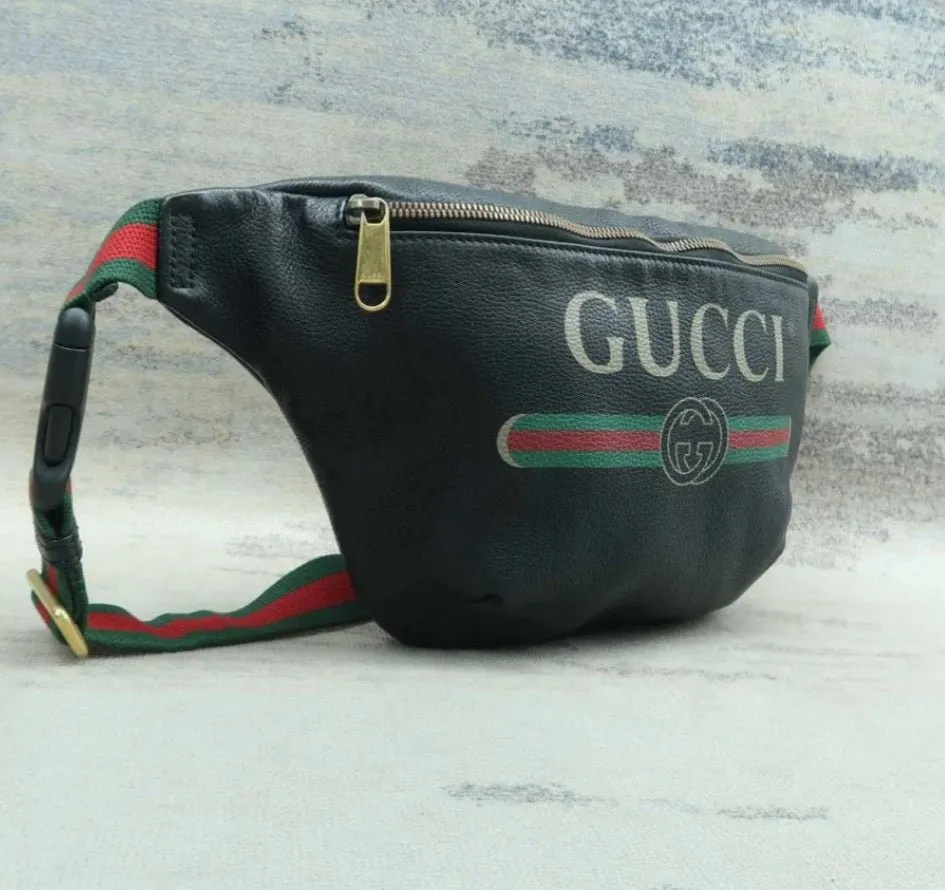Gucci Black Large Leather Belt Bag