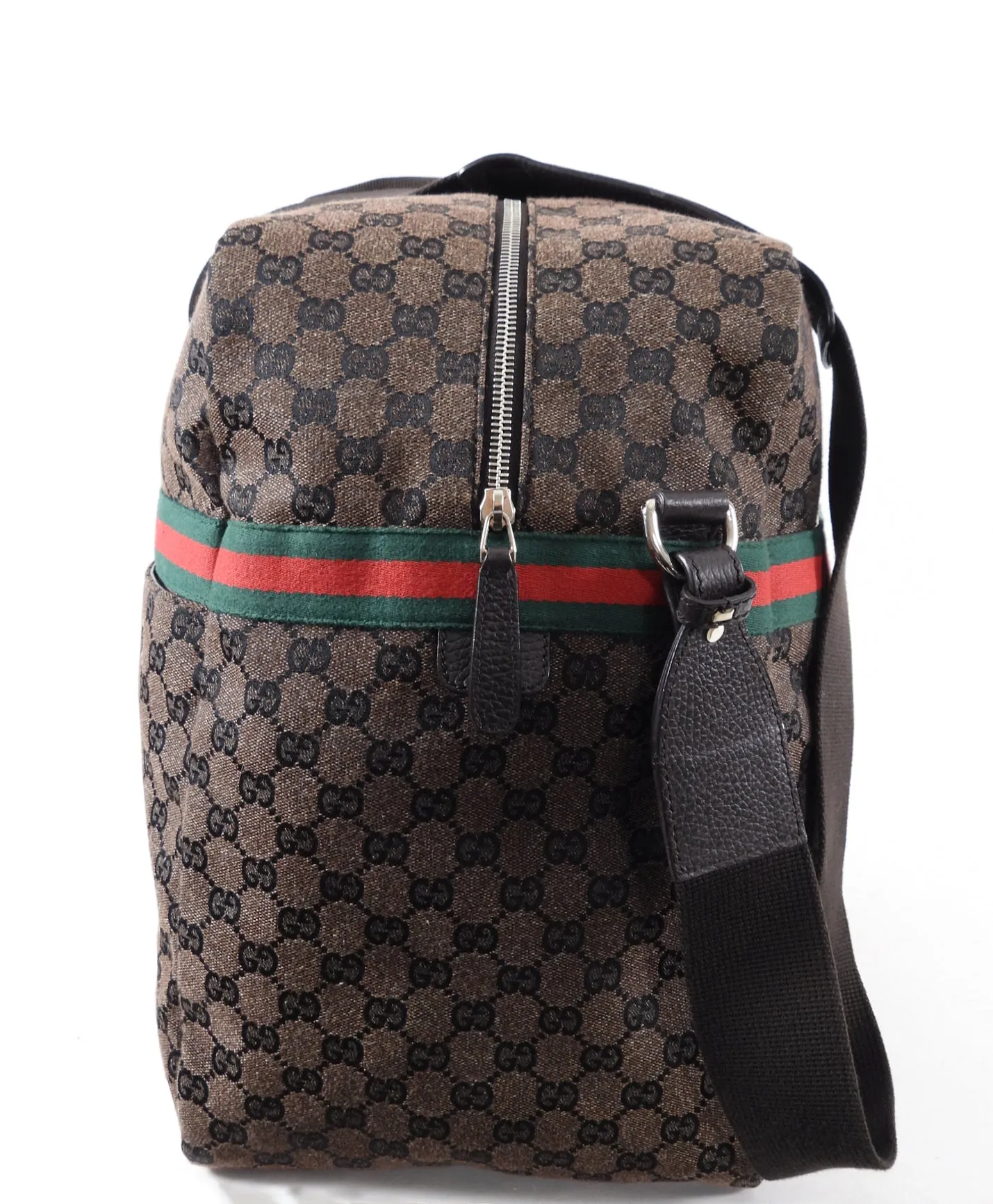 Gucci Extra Large Monogram Canvas Web Travel Duffle Bag